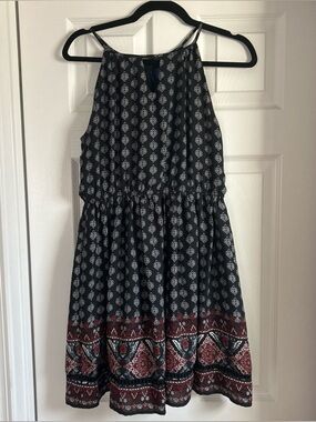 Blue Rain Black Top with White Floral Print